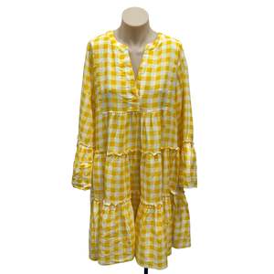 Dresses: Yellow Gingham Dress - Size 16