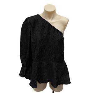 Womens Clothing: Black One Shoulder Top - Size 12