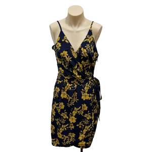 Womens Clothing: Navy & Yellow Floral Dress - Size 8