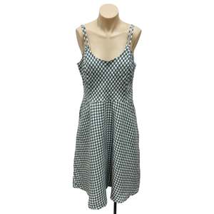 Womens Clothing: Green Gingham Dress - Size 14
