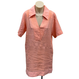 Womens Clothing: Peach Linen Dress - Size 4
