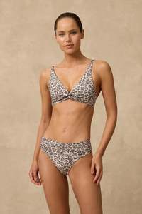 Bikini Bottoms: Belle Mid Rise Ruched Pant