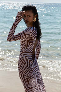 Bond Eye: Gisele Midi Dress Zebra Mesh