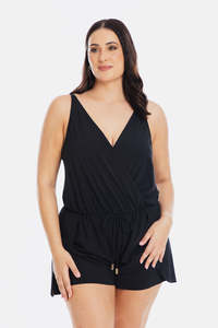 Black Microfibre Romper Swimsuit