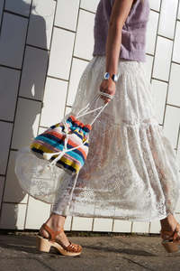Accessories: Lollys Laundry Lotus Bag | Striped Crochet