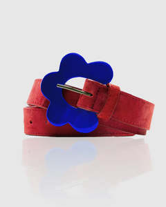 Boom Shankar Flower Belt | Sienna Red Suede