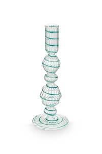 Crave Glass Candle Holder Blue Swirl | 22cm