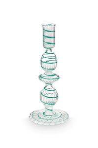 Crave Glass Candle Holder Blue Swirl | 20cm