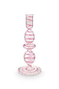 Crave Glass Candle Holder Pink Swirl | 20cm