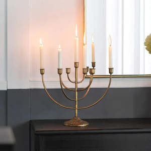 Candles: Donalt 9 Arm Candelabra | Brass Look