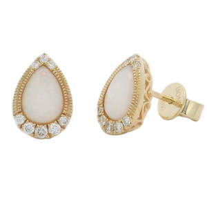 Rings: Pear African Opal and Diamond Earrings
