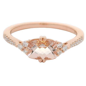 Cushion Morganite and Diamond Ring