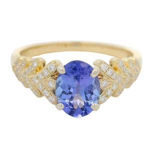 Oval 8x6 Tanzanite and Diamond Dress Ring 0.16ct tw