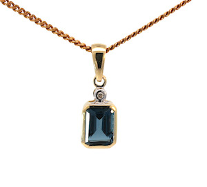 Coloured Stone Pendants: Emerald Cut Rubover Pendant