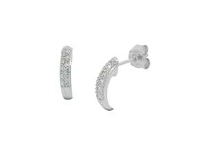 Diamond: Pave Set Diamond Half Hoop Earrings
