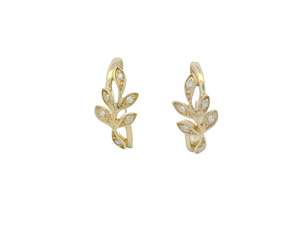 Diamond: Diamond Set Olive Branch 3/4 Hoop Earrings