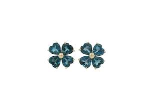 Coloured Stone Earrings: Four Leaf Clover Stud Earrings