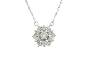 Diamond Pendants: Diamond Flower Cluster Necklace with Chain