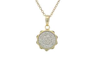 Pave Set Diamond Pendant with Scallop Edge