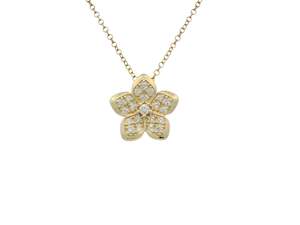 Diamond Pendants: Pave Set Diamond Flower Pendant