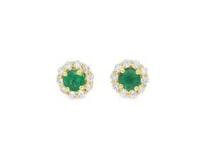Studs: Emerald & Diamond Cluster Drop Earrings