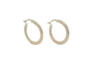Hoops: Double-sided Rope Pattern Flat Hoop Earrings