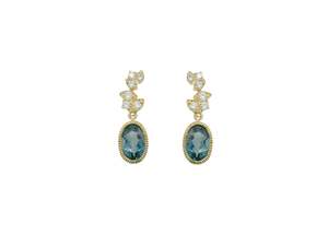 Diamond: Oval & Diamond Drop Earrings