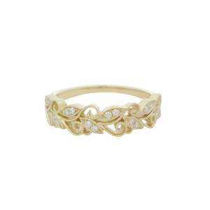 Diamond Rings: Floral Filigree Diamond Band Ring