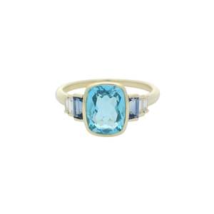 Coloured Stone Rings 1: Blue Topaz, Sapphire & Diamond Dress Ring