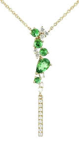 Coloured Stone Pendants: Tsavorite & Diamond Tassel Necklace