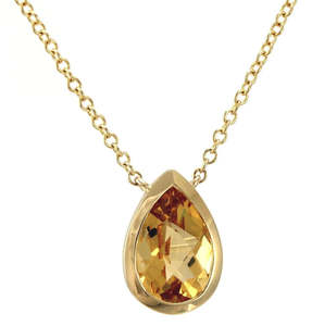 Pear Shape Citrine Pendant with Chain