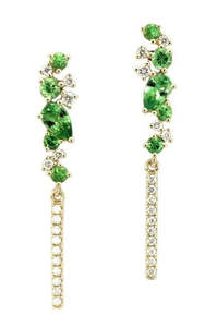 Drops: Tsavorite and Diamond Tassle Earrings