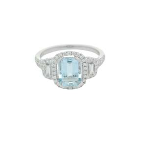 Aquamarine & Diamond Ring