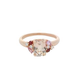 Morganite, Pink Sapphire, Ruby & Diamond Ring