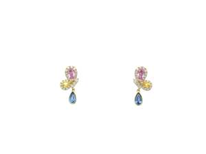 Multicolour Sapphire & Diamond Butterfly Earrings
