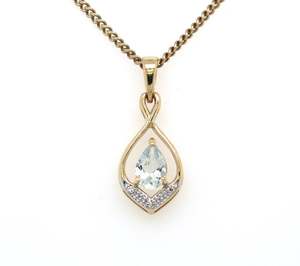 Pear Shaped Open Halo Twist Pendant