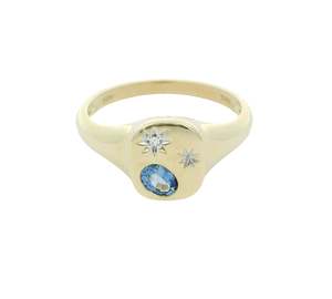 Coloured Stone Rings 1: Cushion Shape Constellation Signet ring