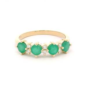 Coloured Stone Rings 1: Emerald & Diamond Claw Set Band