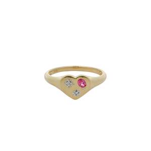 Coloured Stone Rings 1: Pink Spinel & Diamond Heart Signet Ring