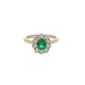 Cushion Cut Emerald Cluster Ring