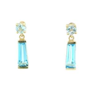 Coloured Stone Earrings: Round and Baguette Drop Earrings