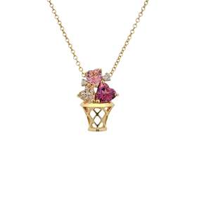 Rhodolite, Pink Tourmaline, Morganite & Diamond Bouquet Pendant