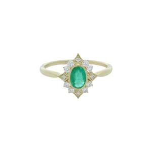 Emerald & Diamond Cluster Ring