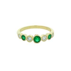 Emerald & Diamond Bezel Set Band Ring