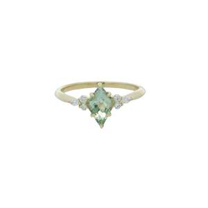 Green Amethyst & Diamond Ring