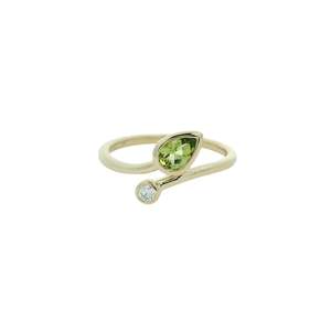 Peridot & Diamond Asymmetric Ring