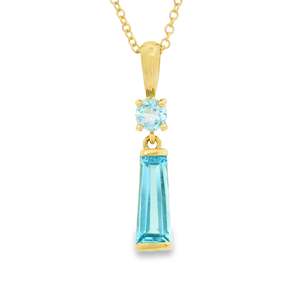 Round and Baguette Drop Pendant