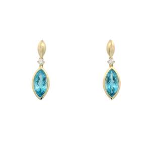 Blue Topaz & Diamond Drop Earrings