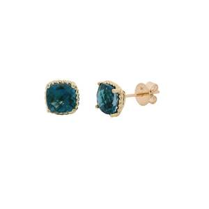 Cushion Cut Rope Edge Stud Earrings