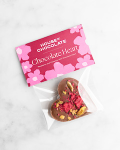 Frontpage: Pistachio and Freeze Dried Raspberry Milk Chocolate Heart